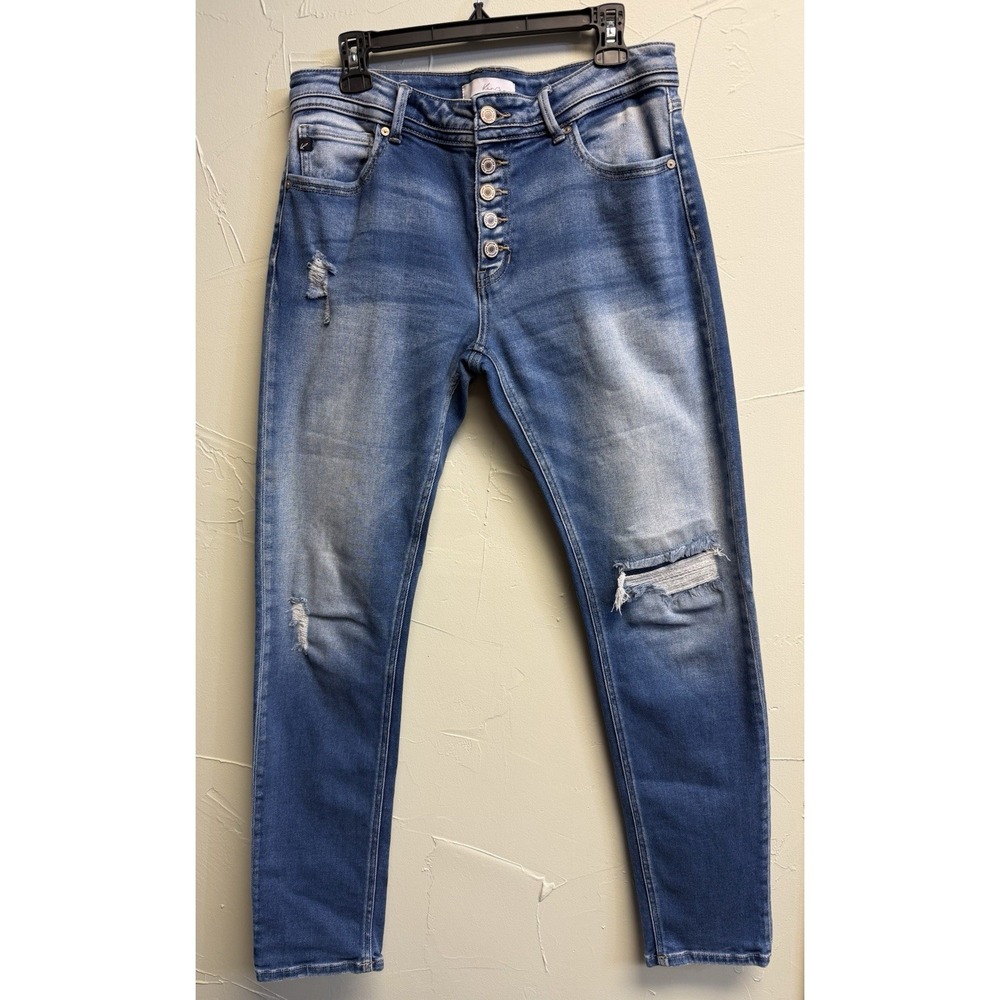 KanCan Jeans Womens 15/31 Distressed Skinny Button Fly Stretch Medium Wash